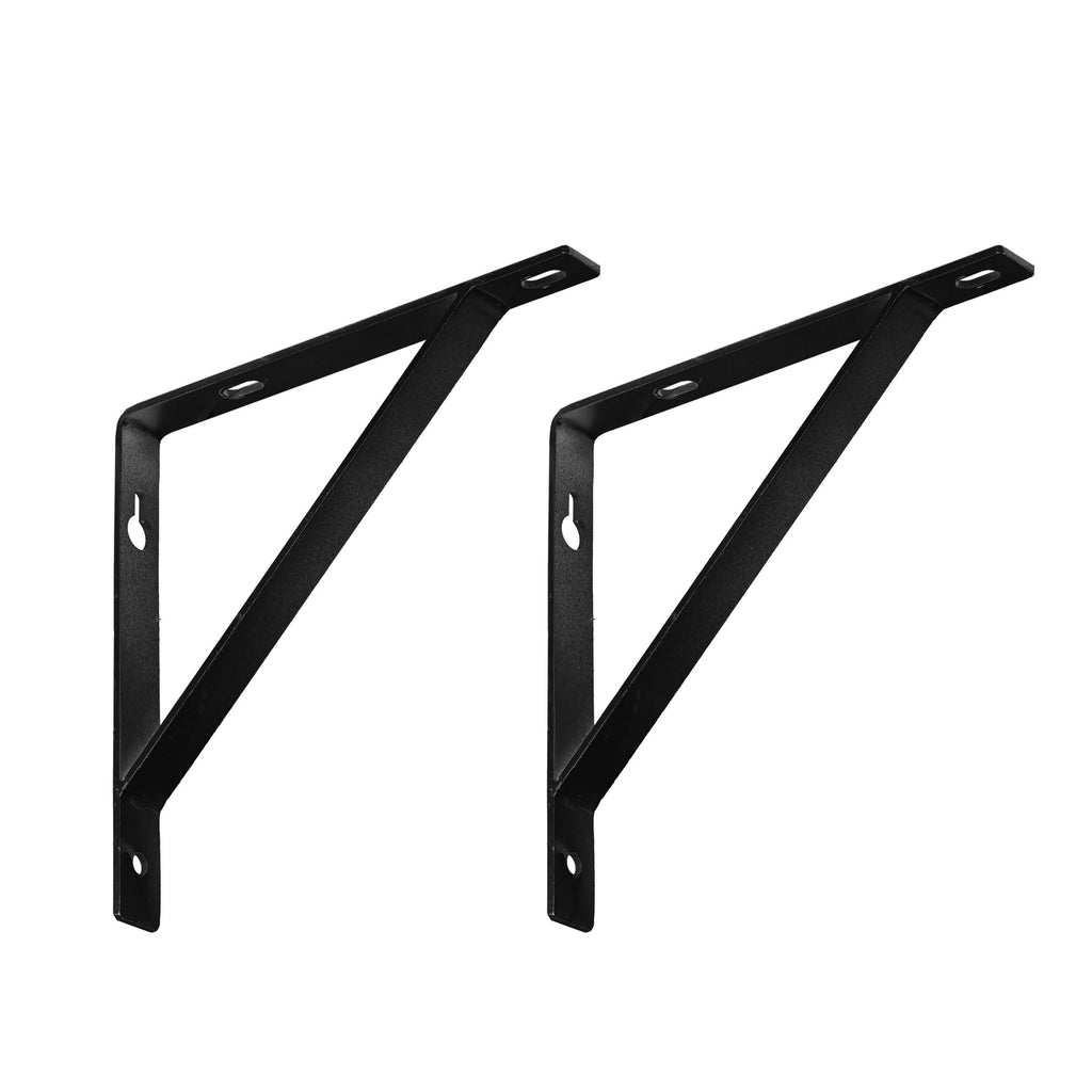 7" Set Of Two Black Metal Wall Mounted Shelf Brackets-1