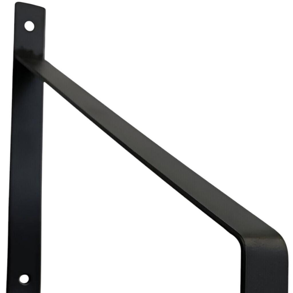 8" Set Of Two Black Metal Wall Mounted Shelf Brackets-4