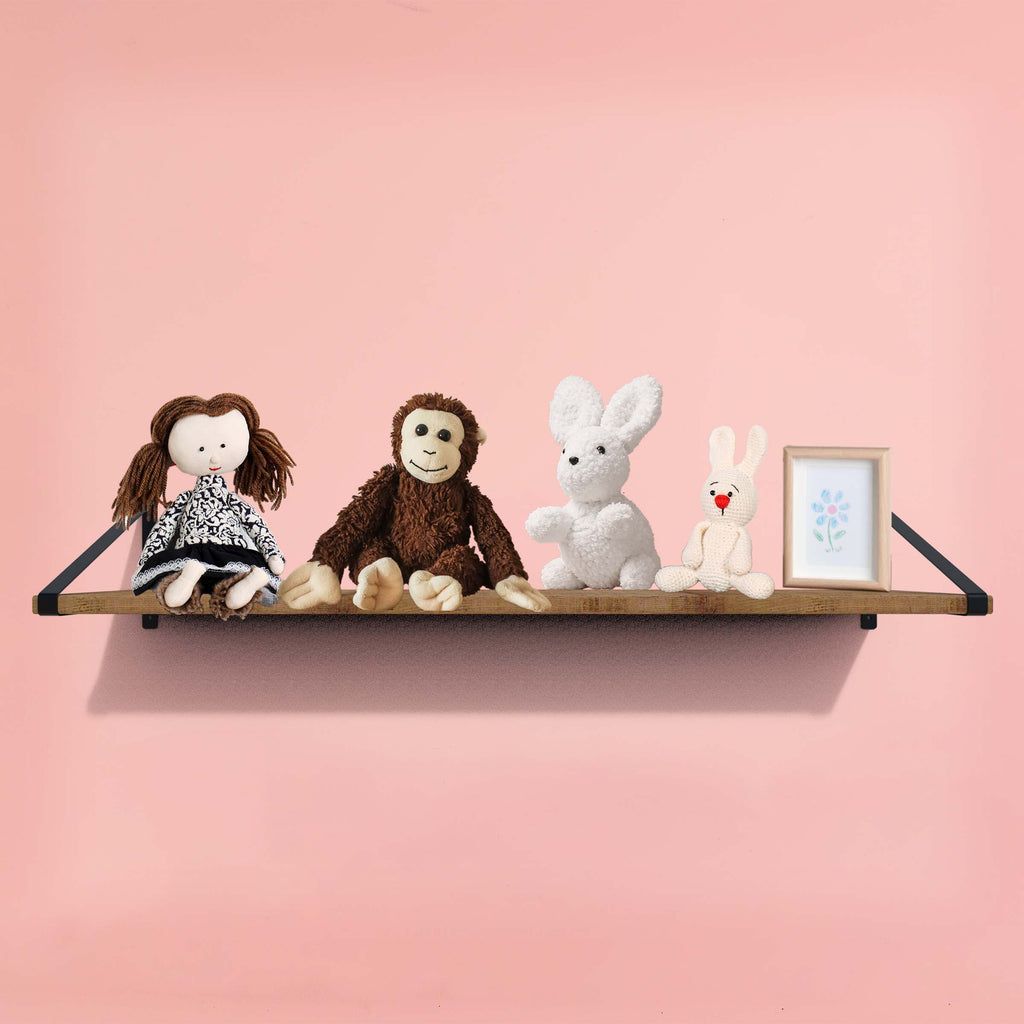 8" Set Of Two Black Metal Wall Mounted Shelf Brackets-6