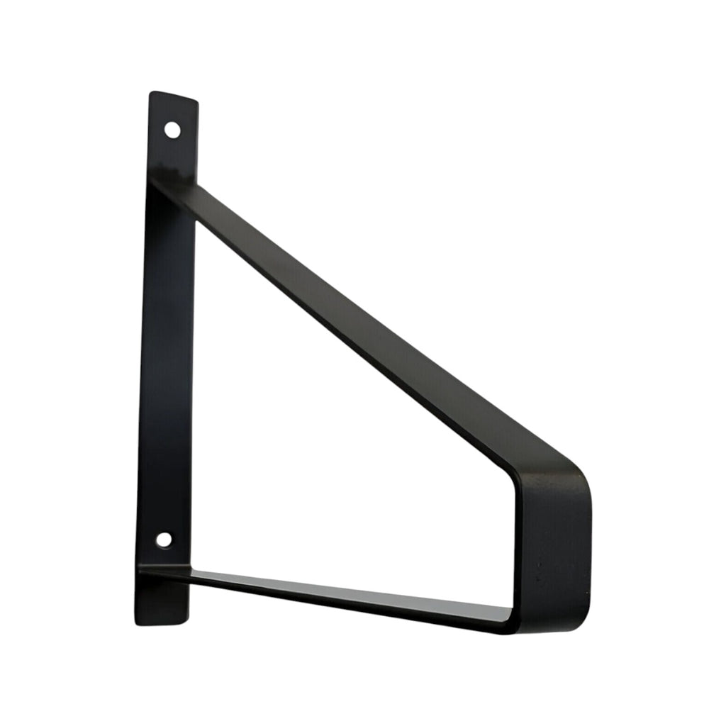 8" Set Of Two Black Metal Wall Mounted Shelf Brackets-1