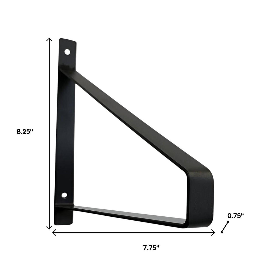 8" Set Of Two Black Metal Wall Mounted Shelf Brackets-8