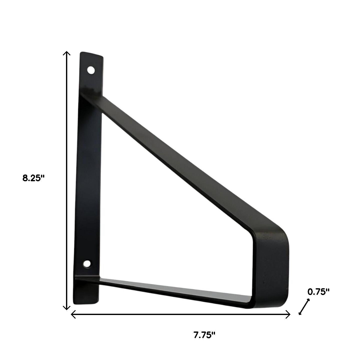 8" Set Of Two Black Metal Wall Mounted Shelf Brackets-8