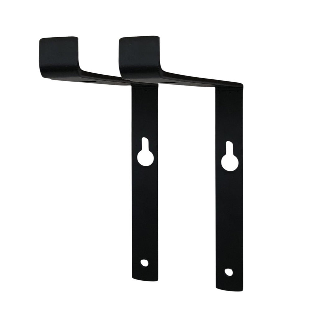 7" Set Of Two Black Metal Wall Mounted Shelf Brackets-4