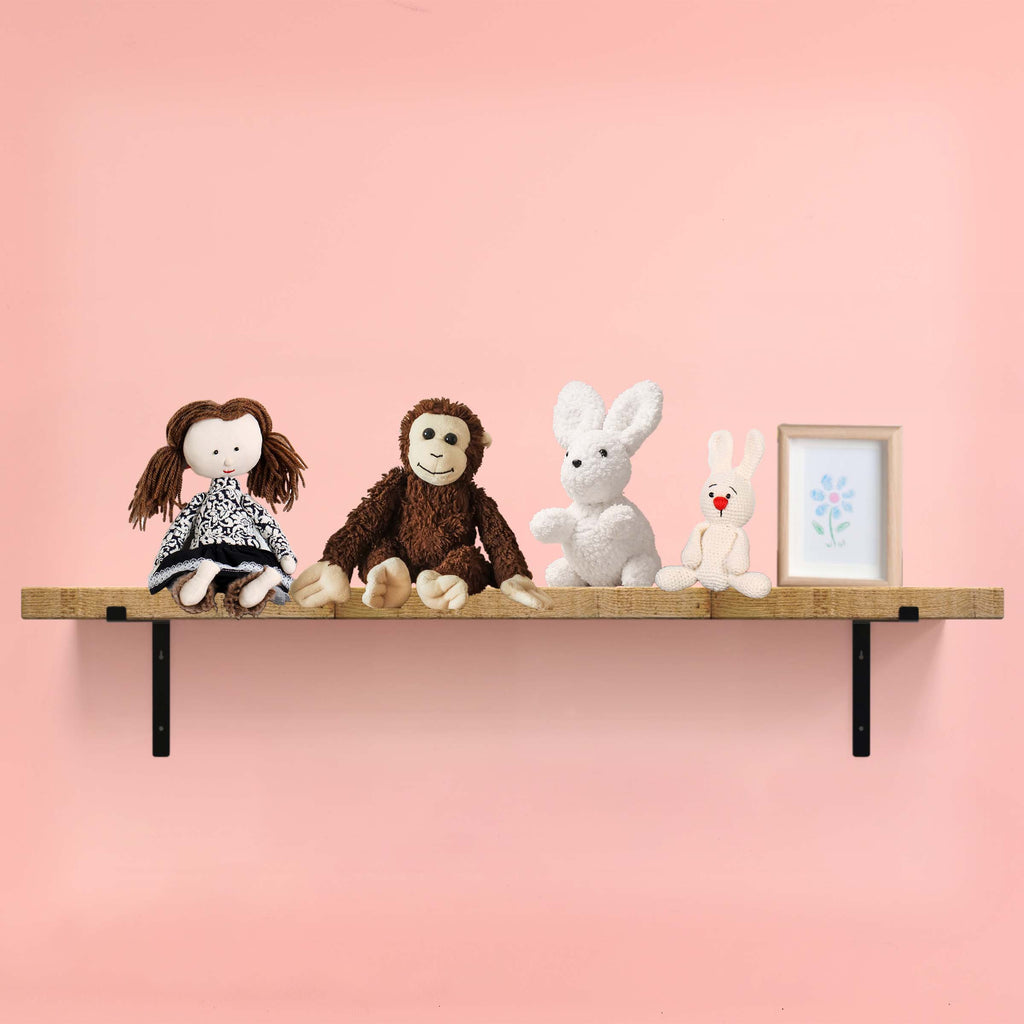 7" Set Of Two Black Metal Wall Mounted Shelf Brackets-1