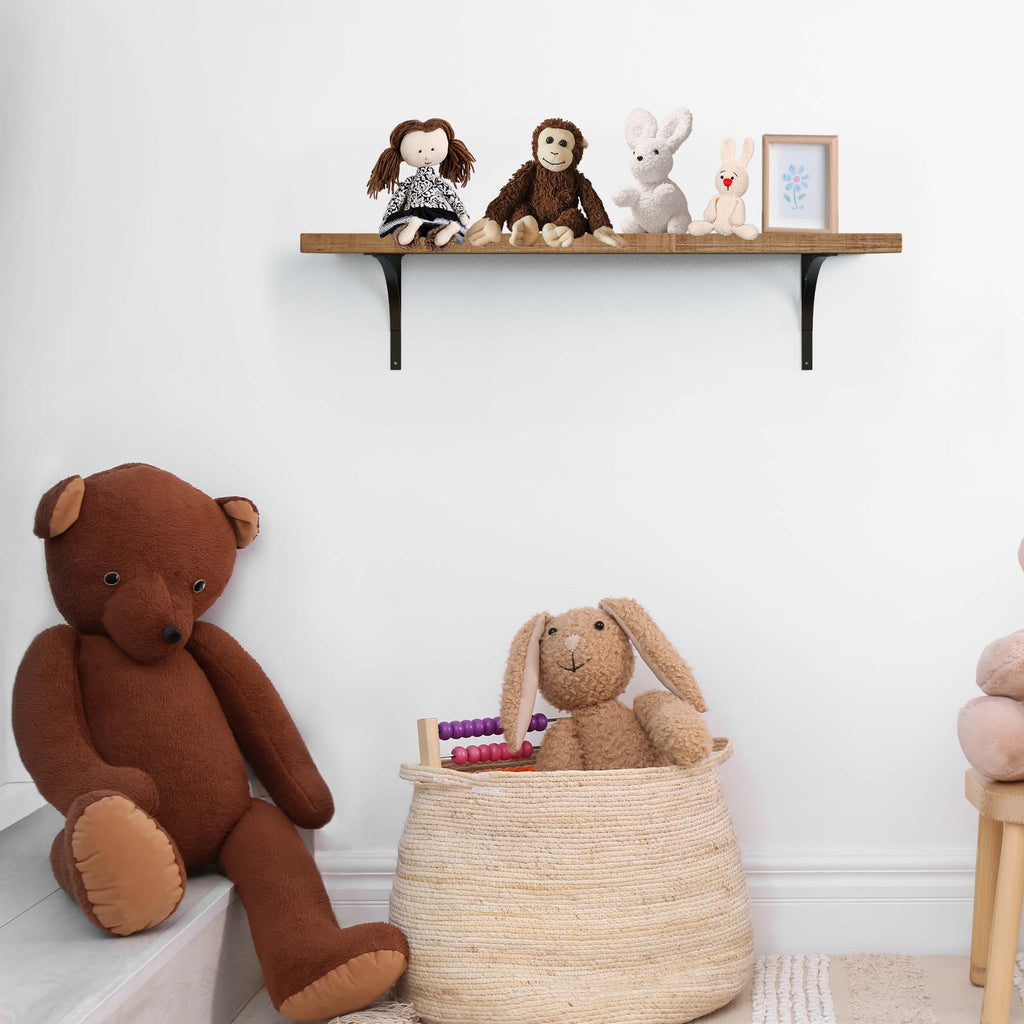 8" Set Of Two Black Curved Metal Wall Mounted Shelf Brackets-1