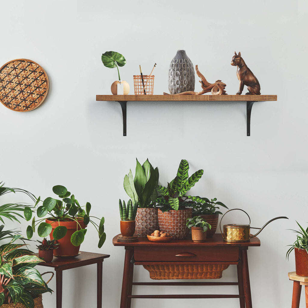 8" Set Of Two Black Curved Metal Wall Mounted Shelf Brackets-2