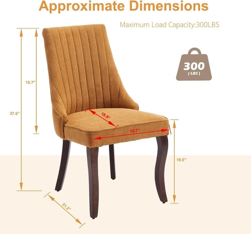 Linen Dining Chairs Set of 4,Comfy Fabric Upholstered Accent Chairs