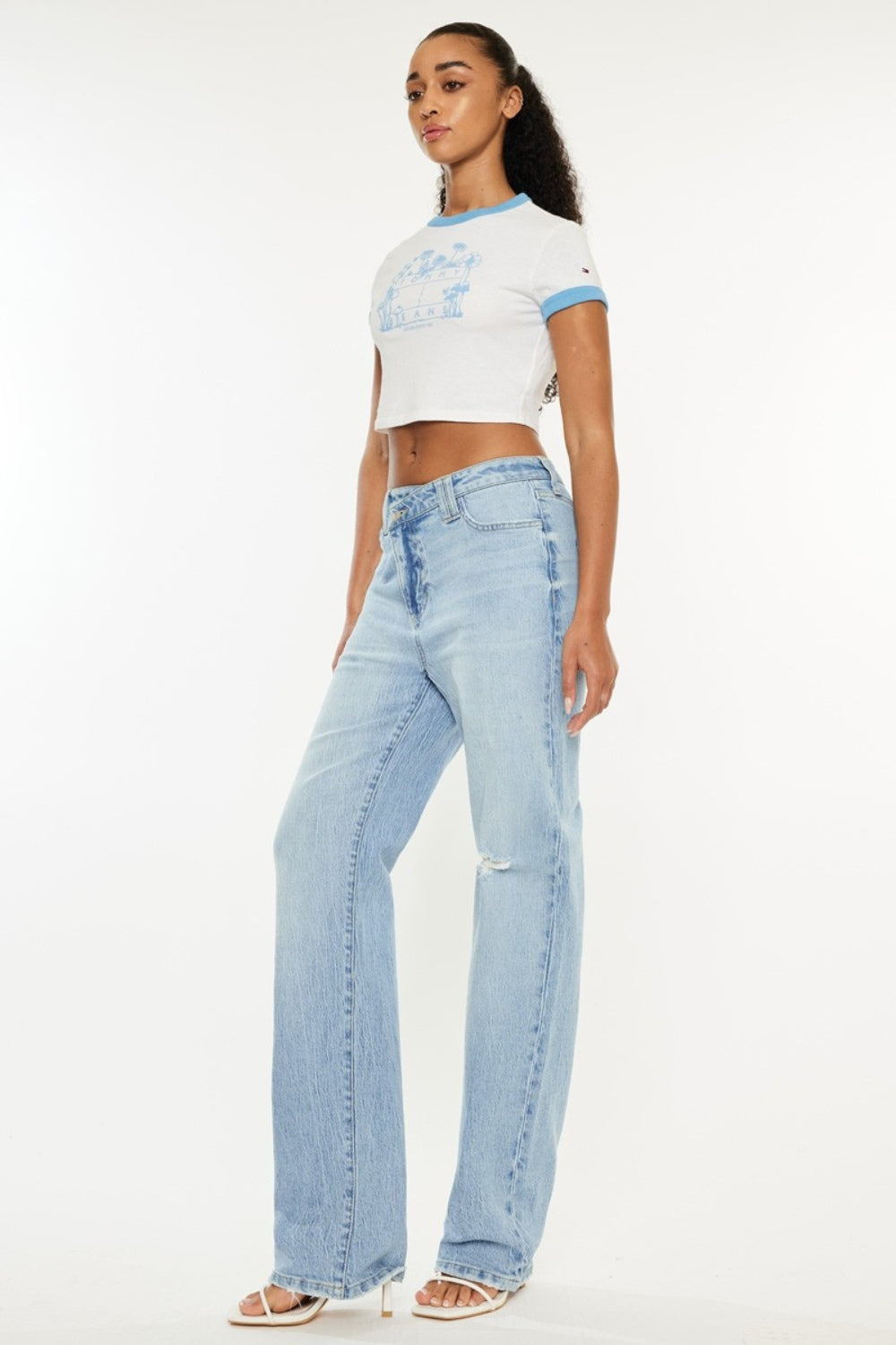Kancan Distressed High Waist Straight Jeans-2