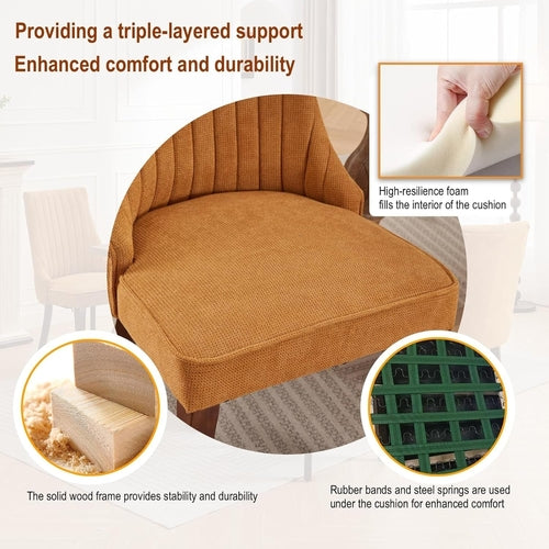 Linen Dining Chairs Set of 4,Comfy Fabric Upholstered Accent Chairs