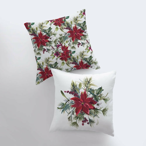 Poinsettia Holly Pillow