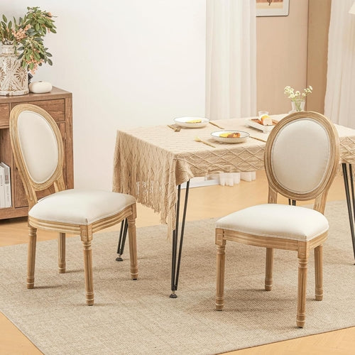 French Country Dining Chairs Set of 2, Upholstered Dining Room Chairs