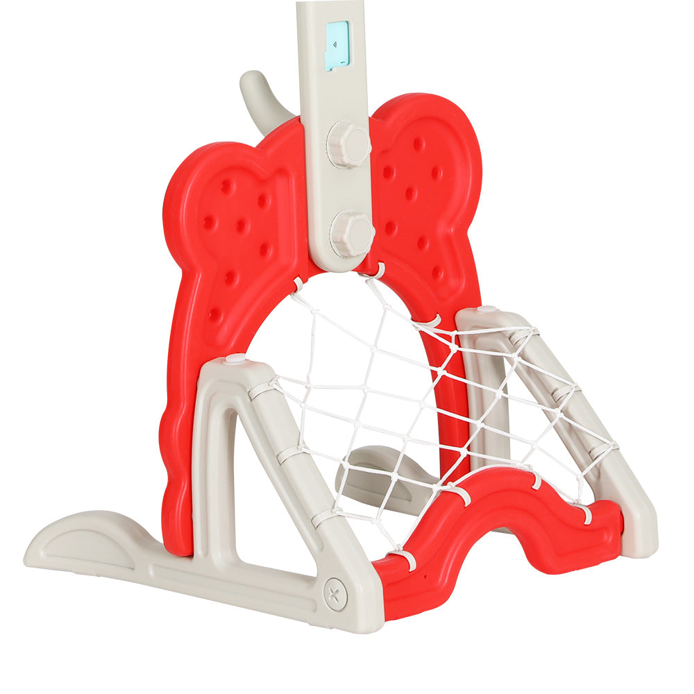 NNEDSZ Kids Basketball Hoop Stand Adjustable 5-in-1 Sports Center Toys Set Red