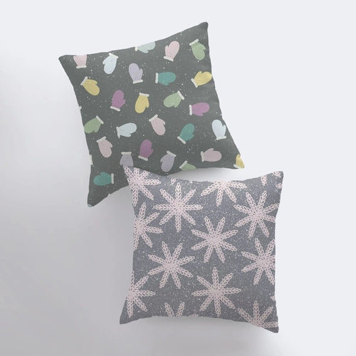 Colorful Mittens | Pillow Cover  Decor | Throw Pillow | Snowflake