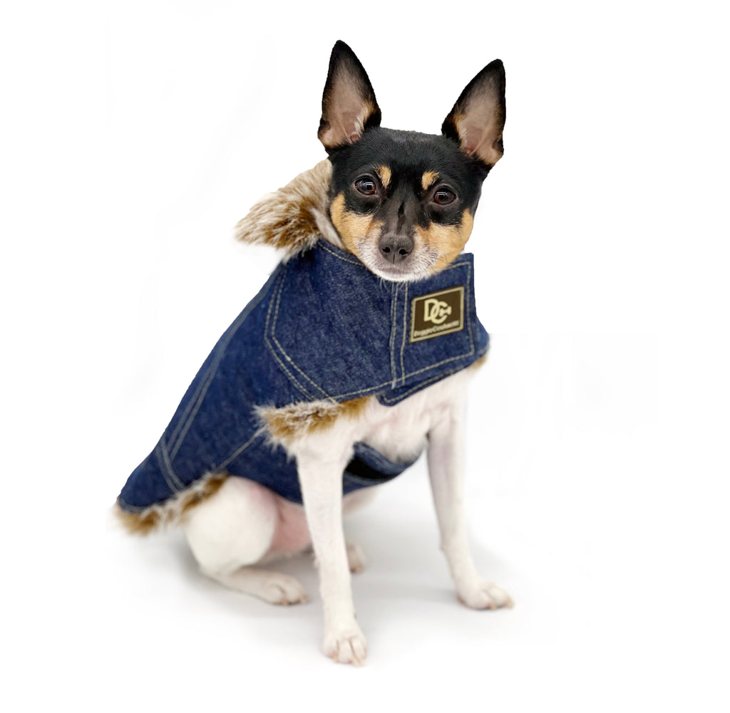 DCNY Faux Fur Denim Coat