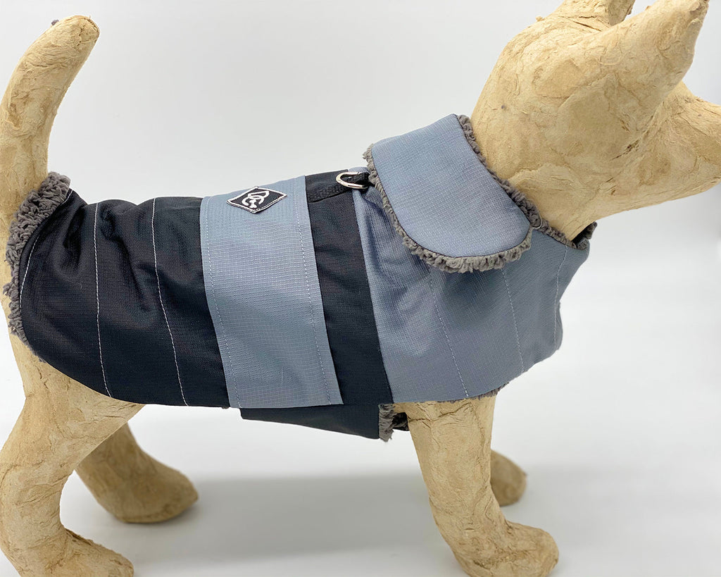 DoggieCoutureNY Water Resistant Gray & Black Coat