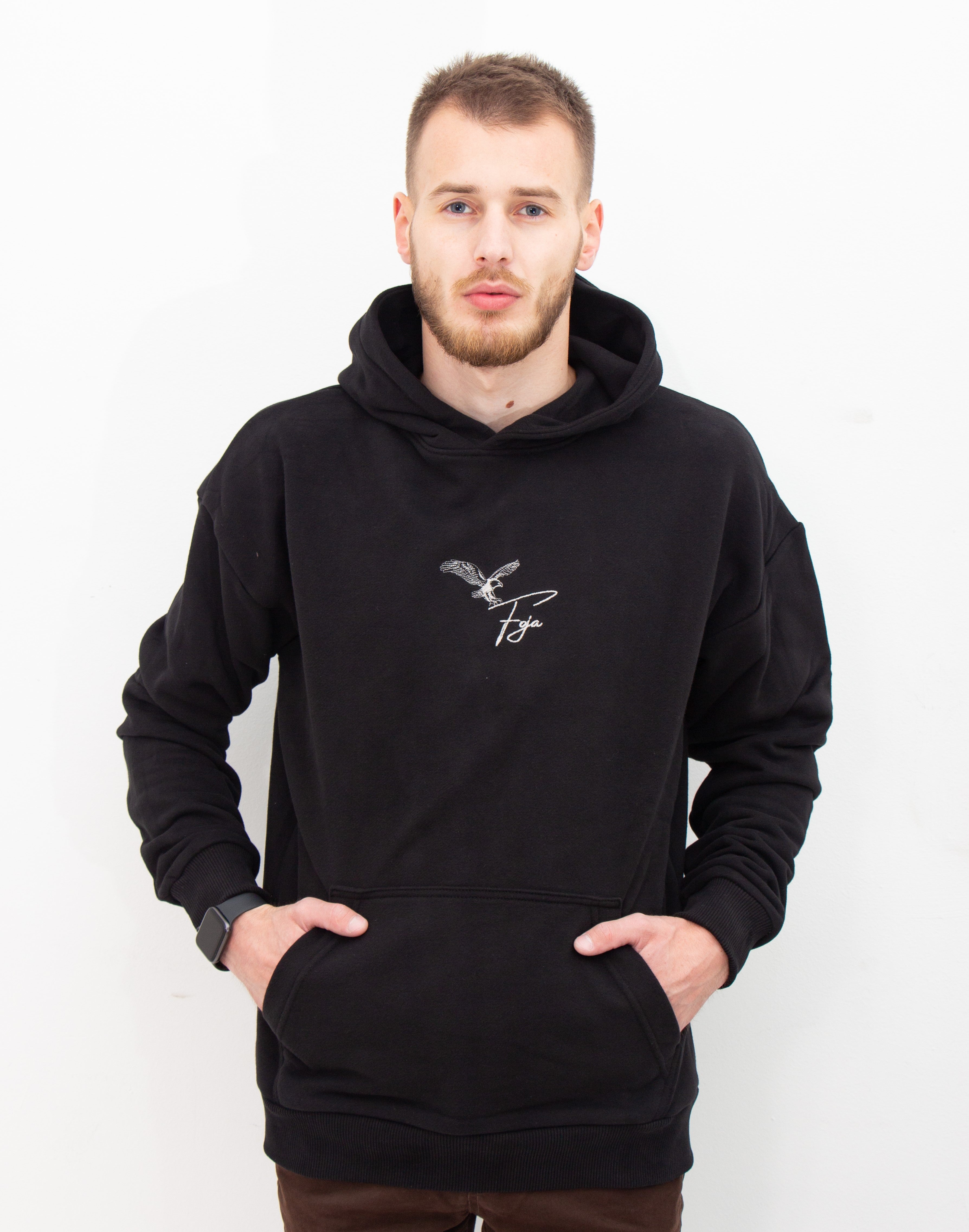 EAGLE OVERSIZED HOODIE -BLACK-