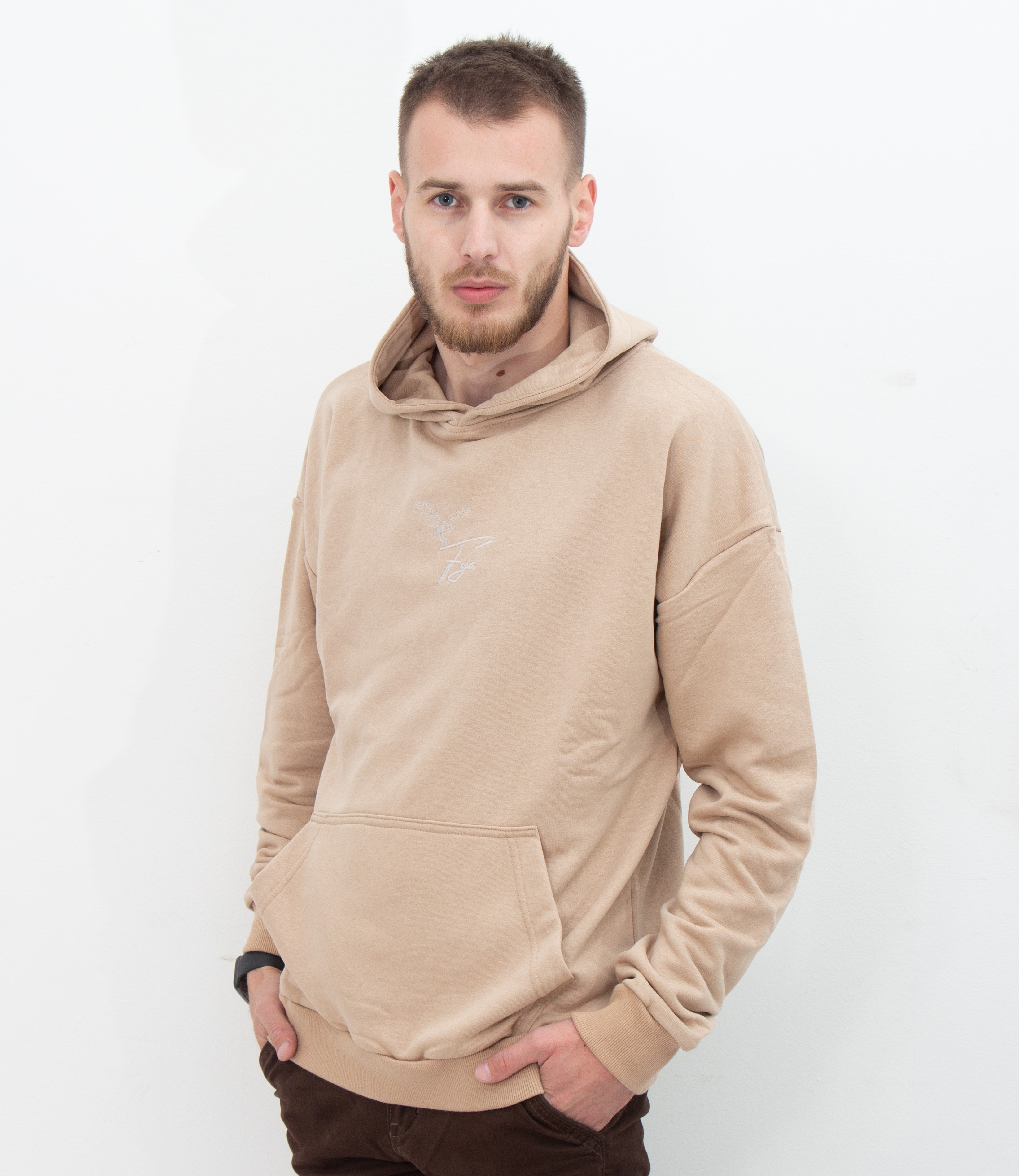 EAGLE OVERSIZED HOODIE -LATTE-