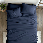 King Navy Blue 6-Piece Soft Wrinkle Resistant Microfiber/Polyester Sheet Set-1