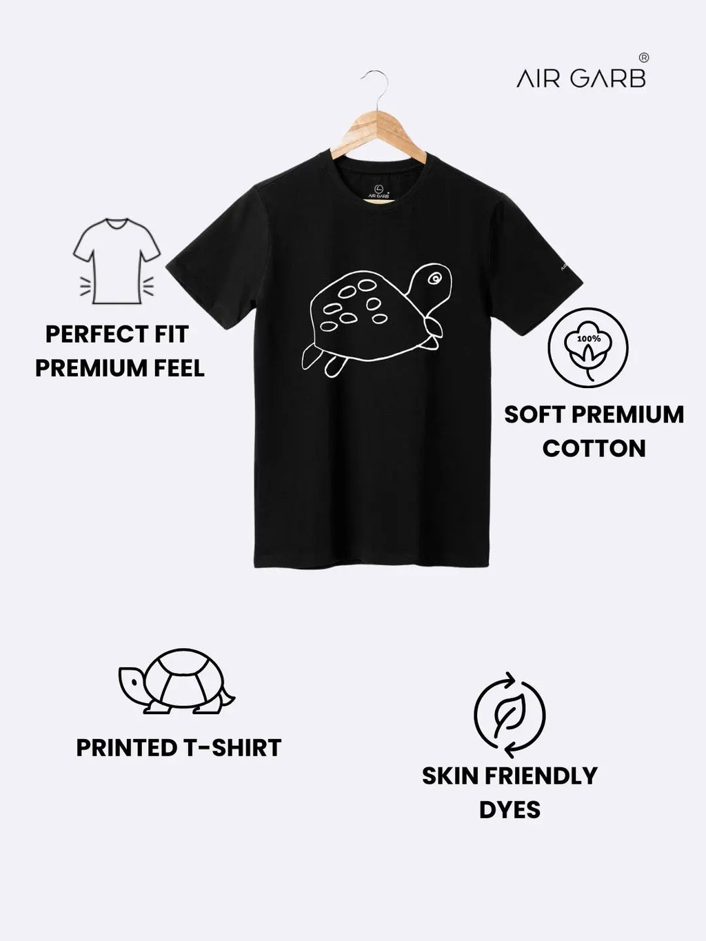 Cotton Printed T-shirt for Men and Women - Tortoise-1
