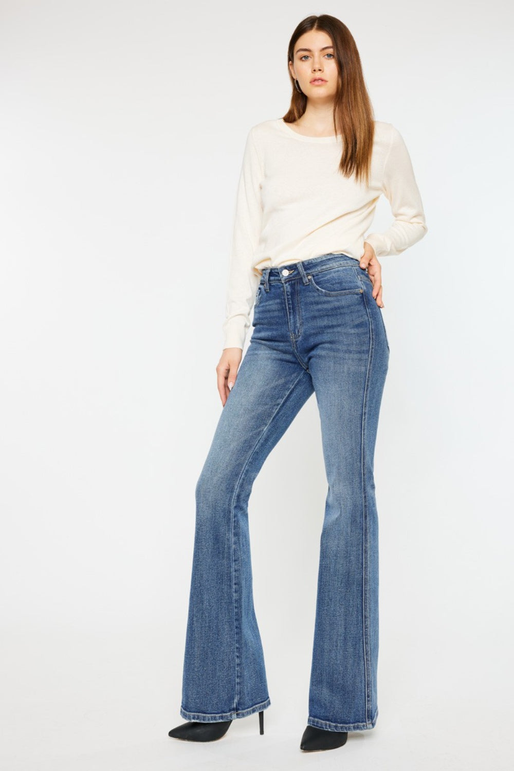 Kancan Cat's Whiskers High Waist Flare Jeans-4