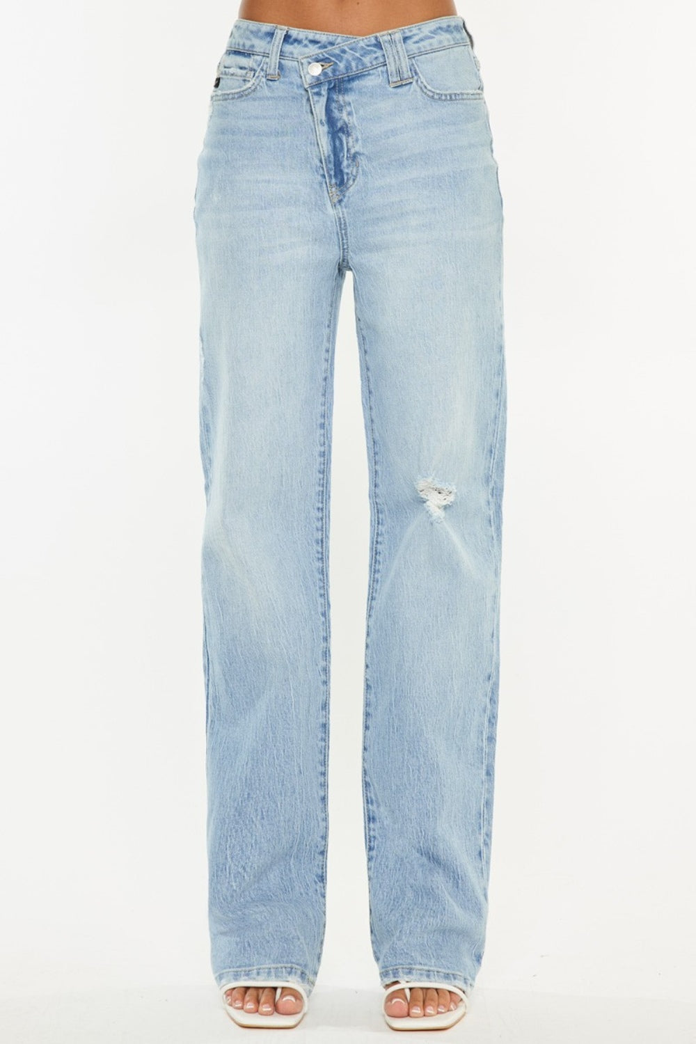 Kancan Distressed High Waist Straight Jeans-4