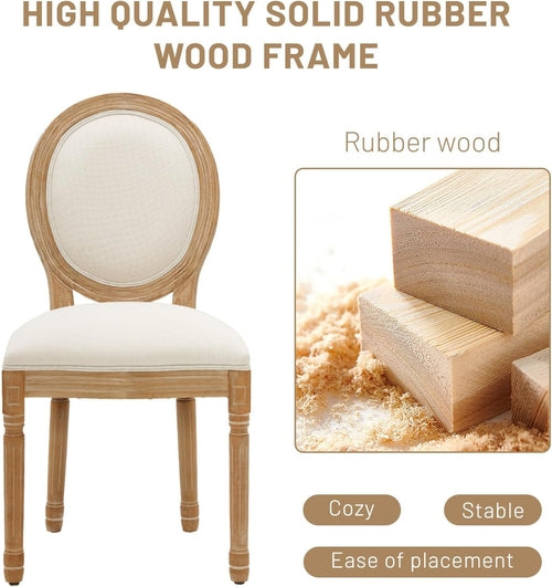 French Country Dining Chairs Set of 2, Upholstered Dining Room Chairs