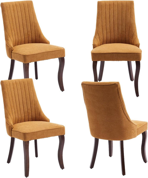 Linen Dining Chairs Set of 4,Comfy Fabric Upholstered Accent Chairs