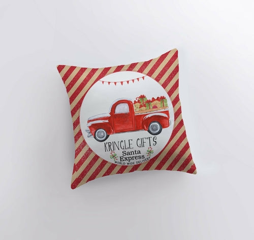 Kringle Gifts | Red Christmas Truck | Pillow Cover | Christmas Decor |