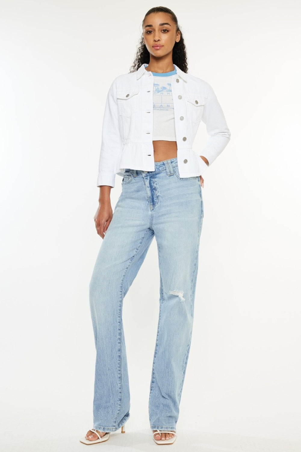 Kancan Distressed High Waist Straight Jeans-0