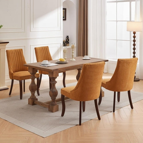 Linen Dining Chairs Set of 4,Comfy Fabric Upholstered Accent Chairs