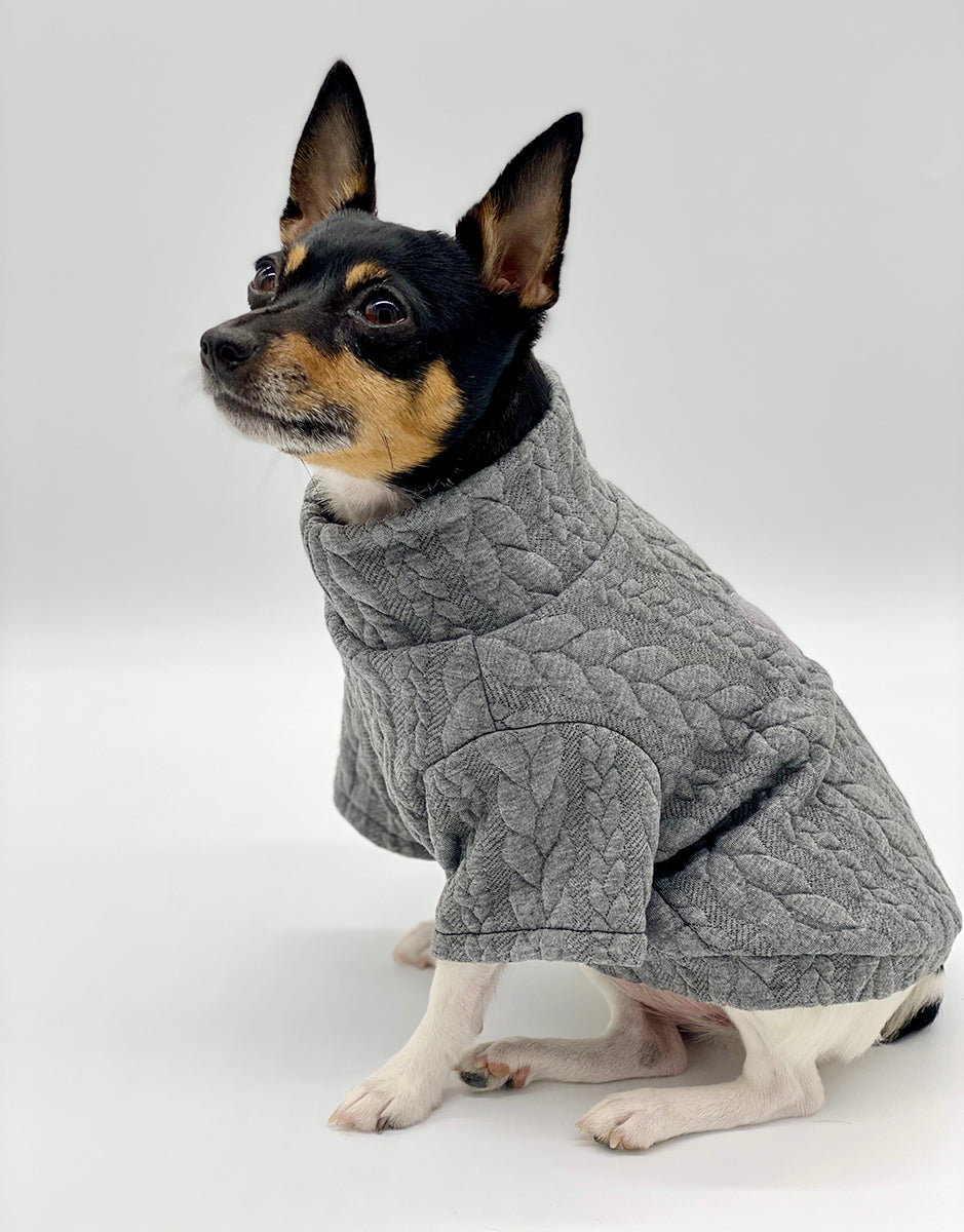 DCNY Great Owl Grey Cable Knit Sweater