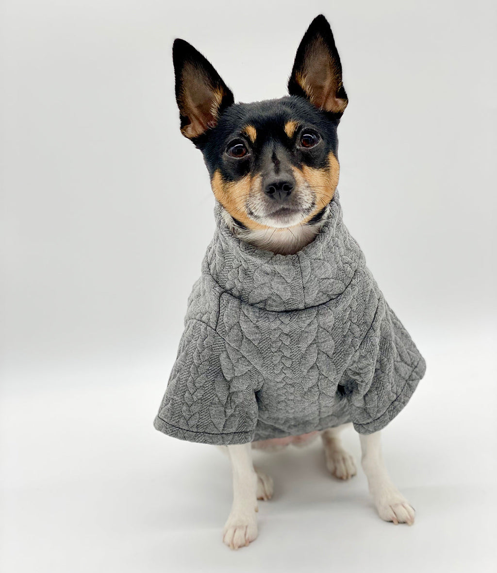 DCNY Great Owl Grey Cable Knit Sweater