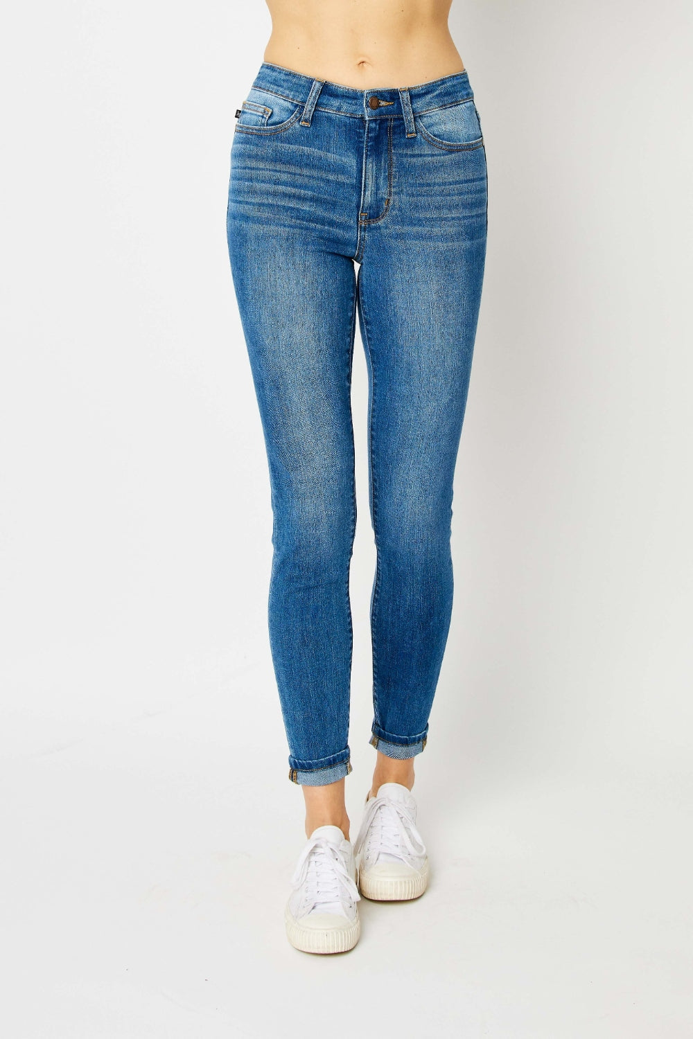 Judy Blue Full Size Cuffed Hem Skinny Jeans-2