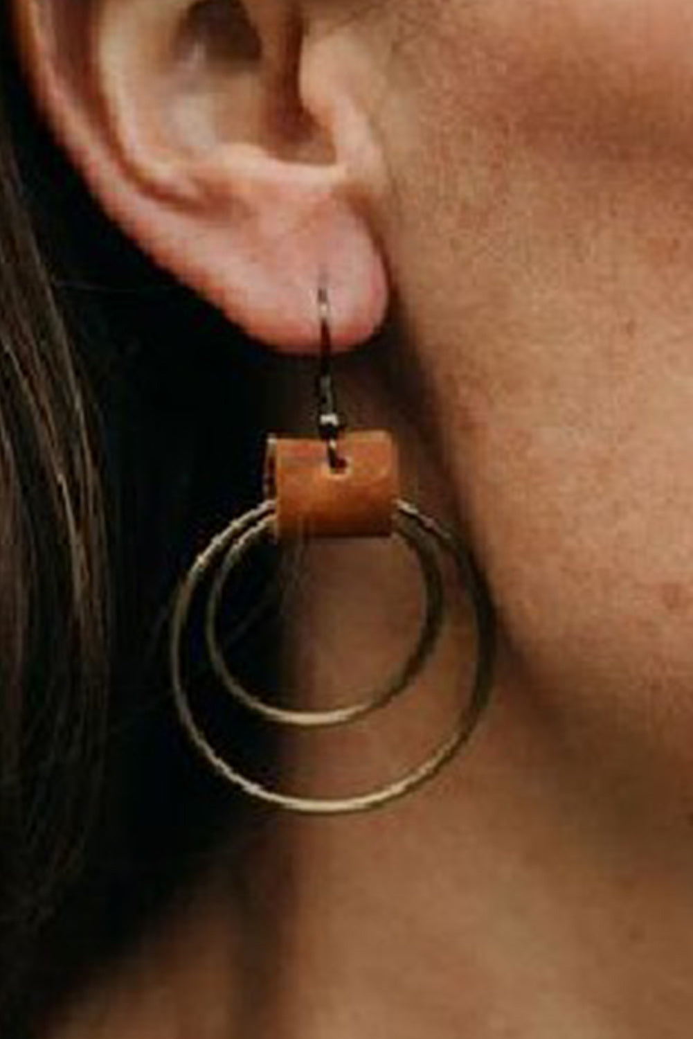 Gold Vintage Hoop Hook Earrings-1