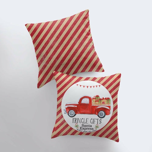 Kringle Gifts | Red Christmas Truck | Pillow Cover | Christmas Decor |