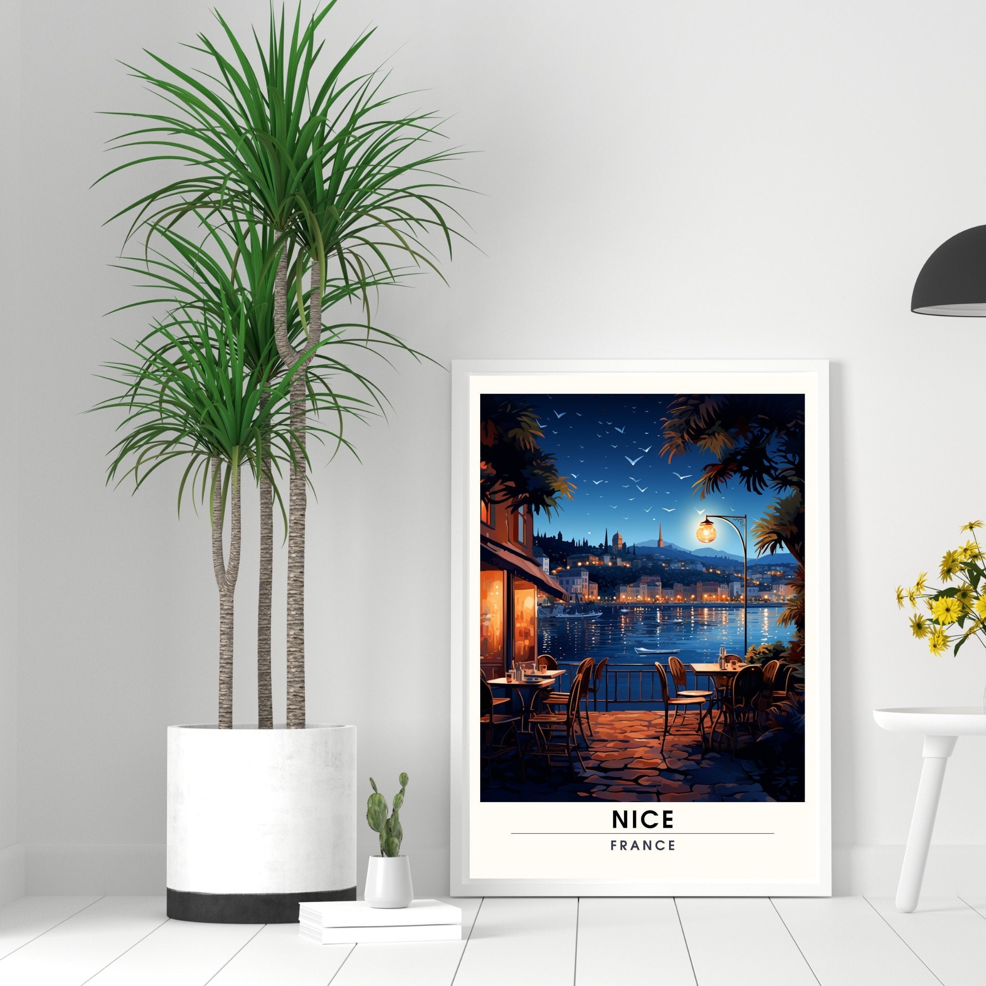 Impression Nice | Affiche de voyage Nice | Ville de Nice la nuit-1
