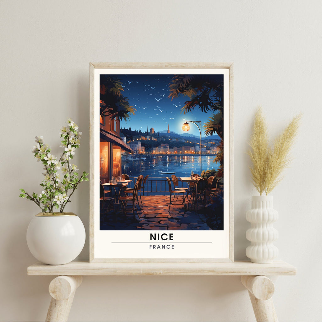 Impression Nice | Affiche de voyage Nice | Ville de Nice la nuit-3