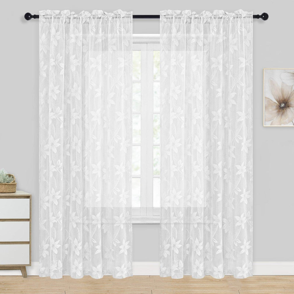 DWCN Lace Sheer Curtains, Set of 2 Panels
