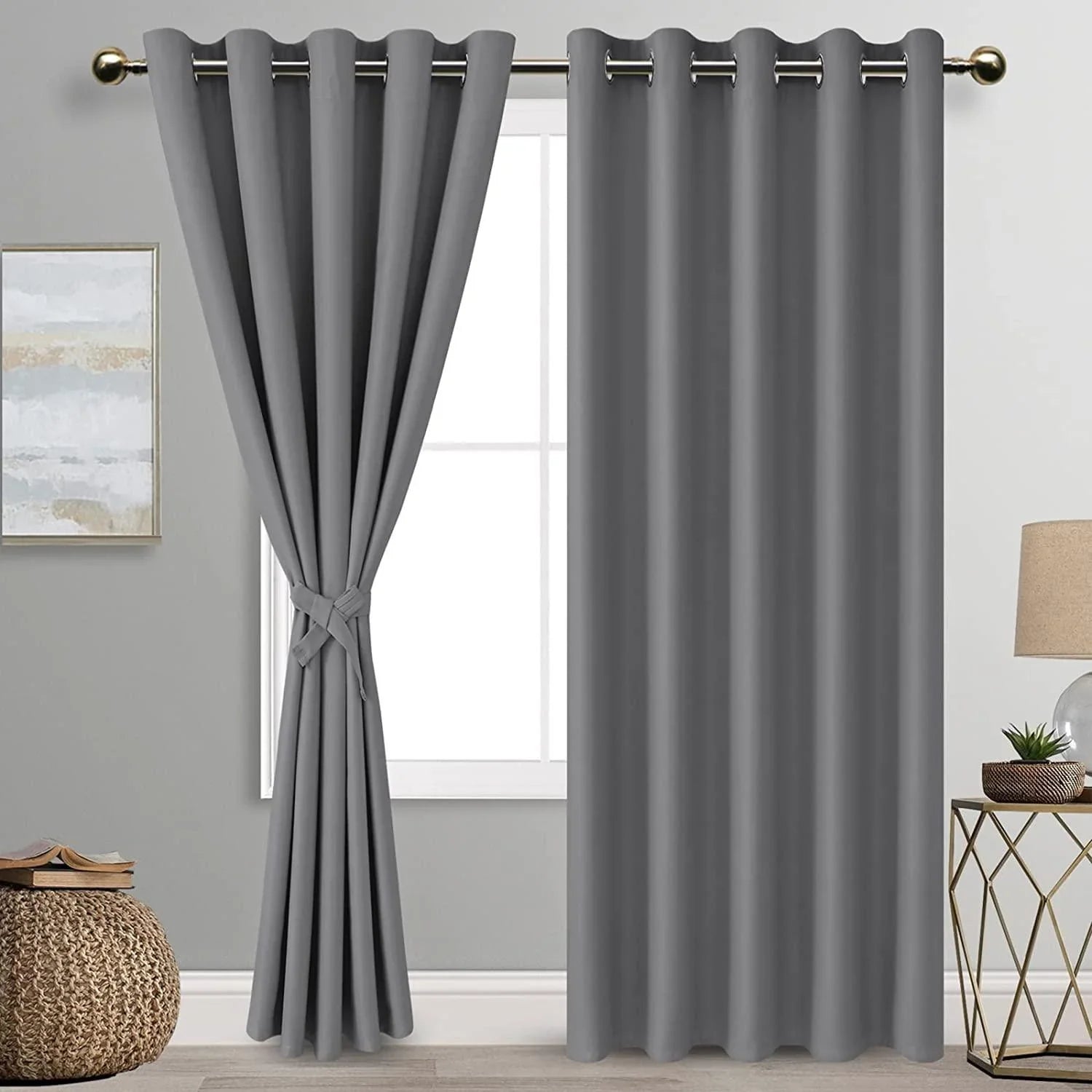 DWCN Blackout Curtains with Tiebacks, Set of 2 Panels