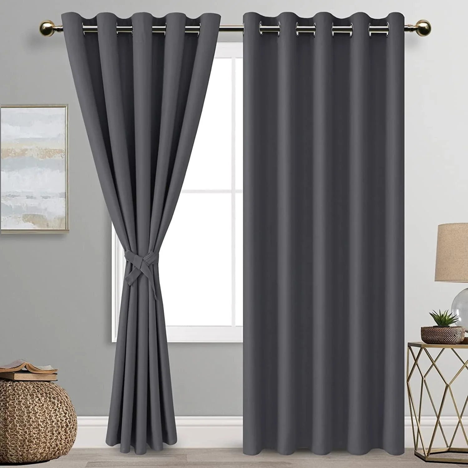 DWCN Blackout Curtains with Tiebacks, Set of 2 Panels