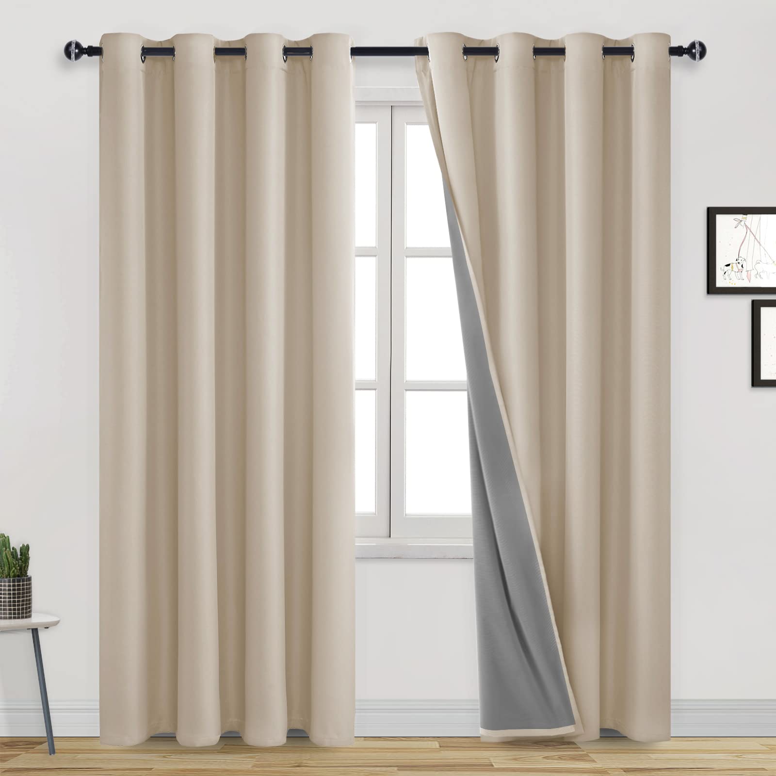 DWCN 100% Blackout Curtains with Grommet Top Design
