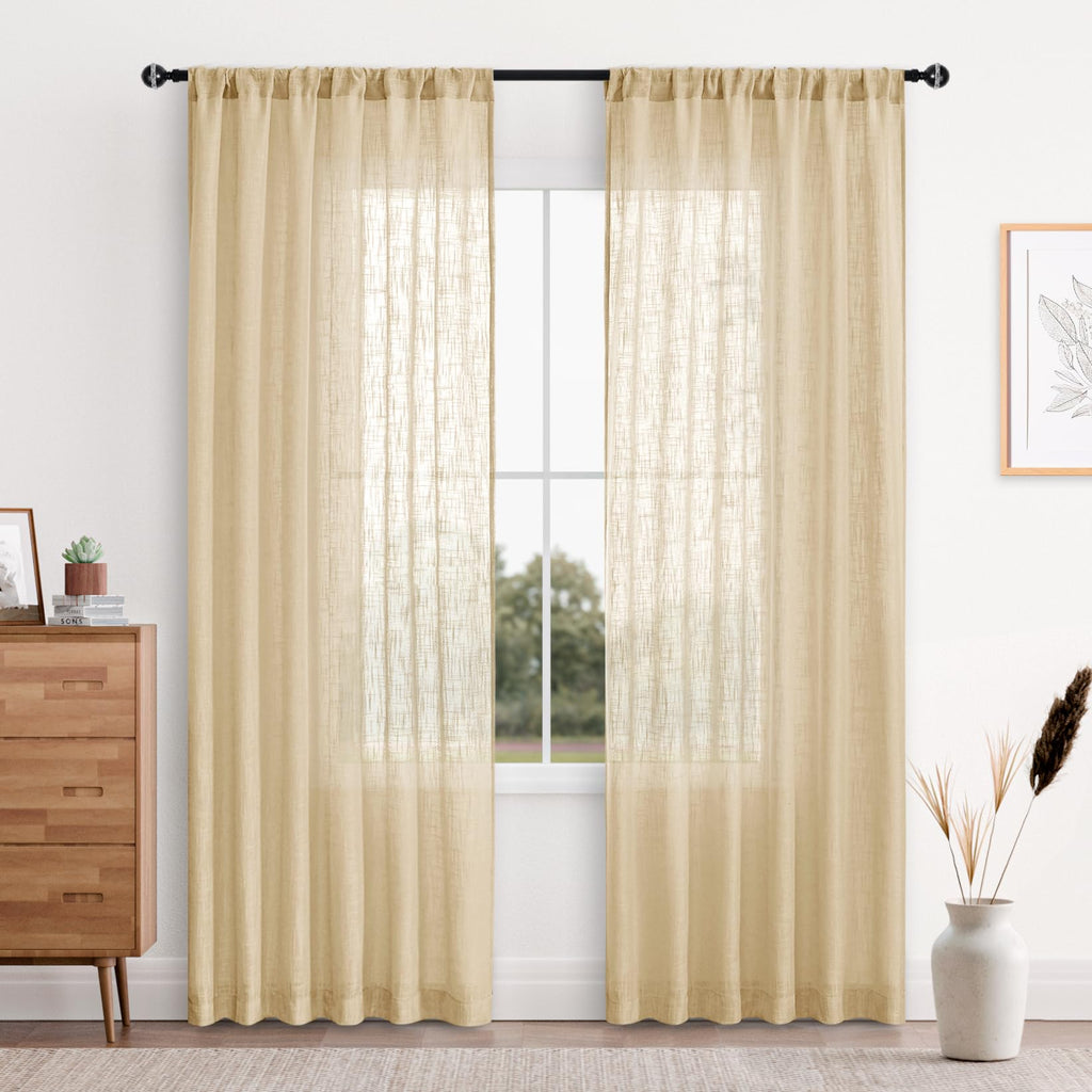 Custom Curtains: Linen Sheer Curtains, Set of 2 Panels