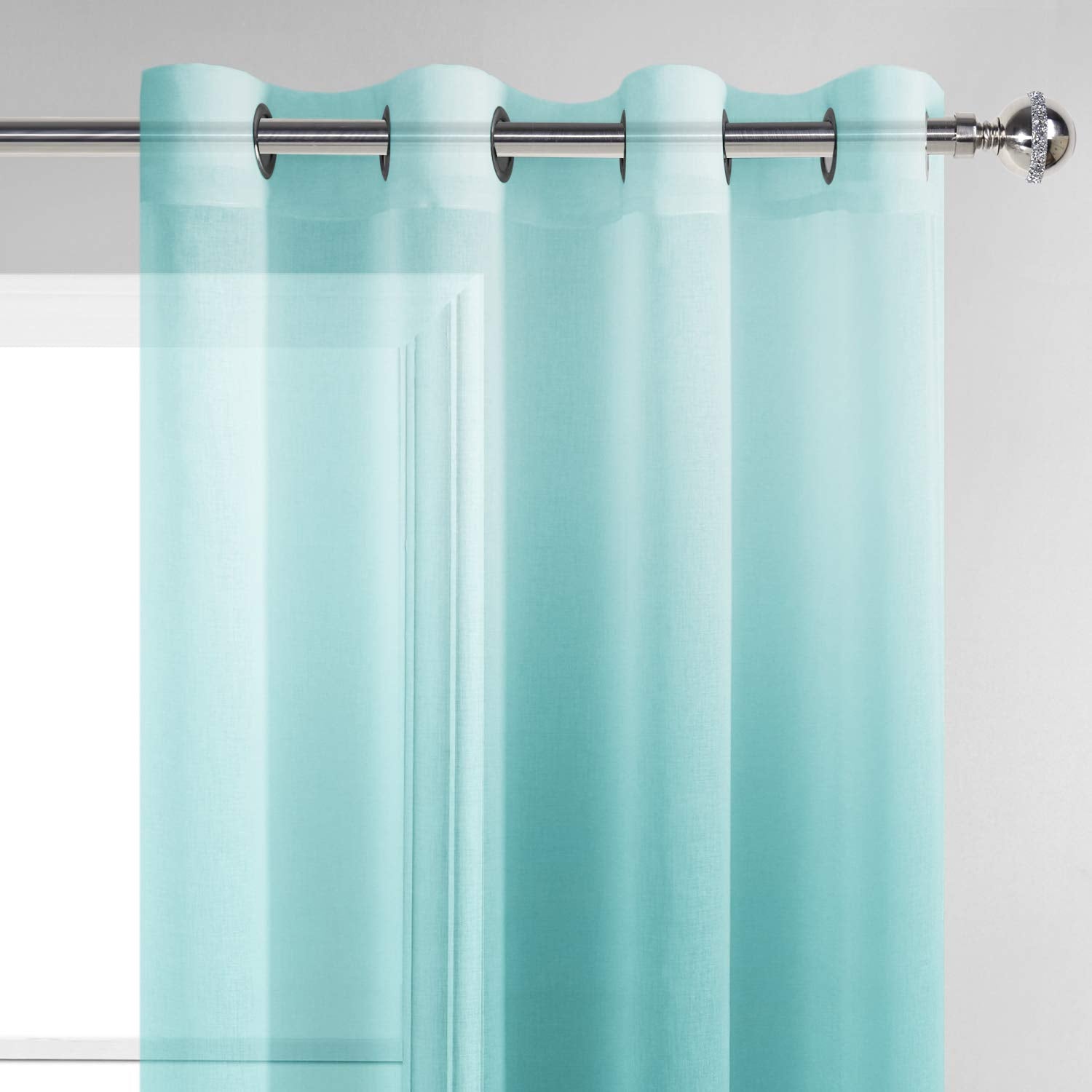 DWCN Faux Linen Ombre Sheer Curtains, Set of 2 Panels