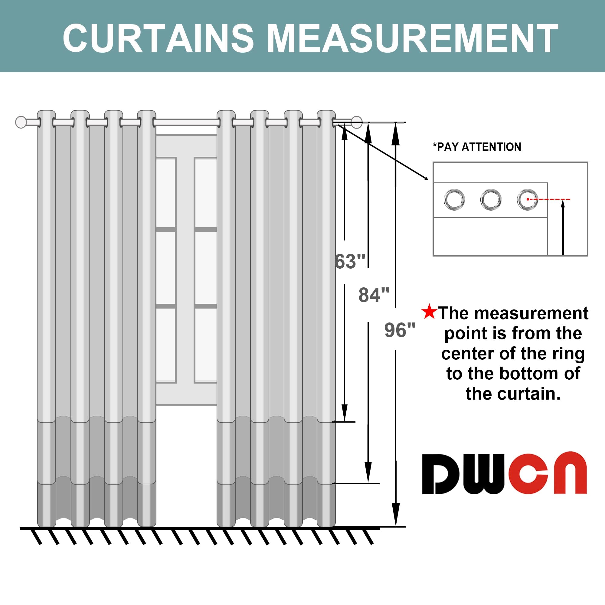 DWCN Faux Linen Ombre Sheer Curtains, Set of 2 Panels