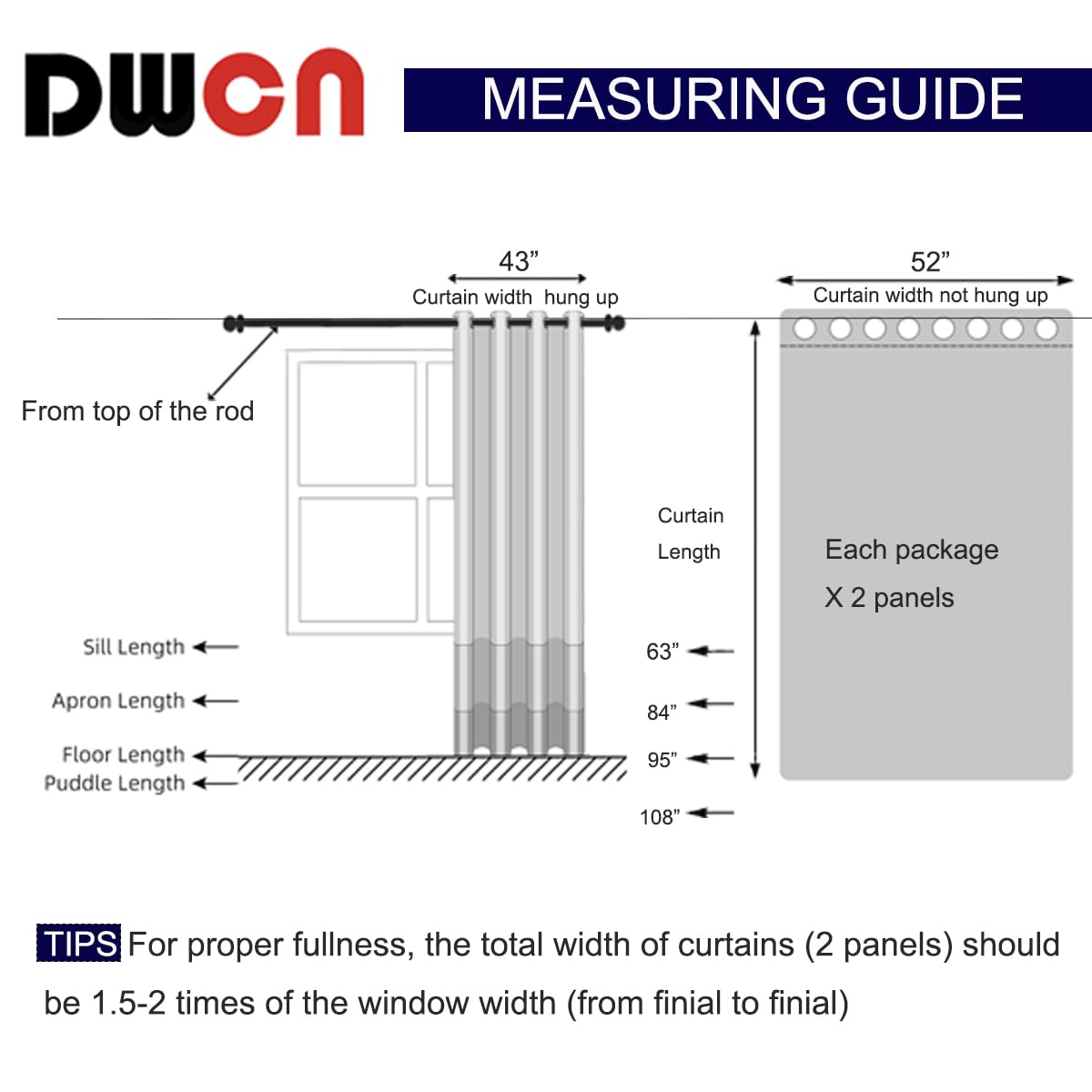 DWCN 100% Blackout Curtains with Grommet Top Design