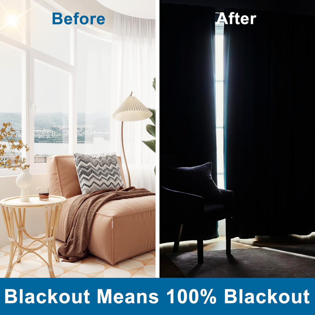 DWCN 100% Blackout Curtains with Grommet Top Design