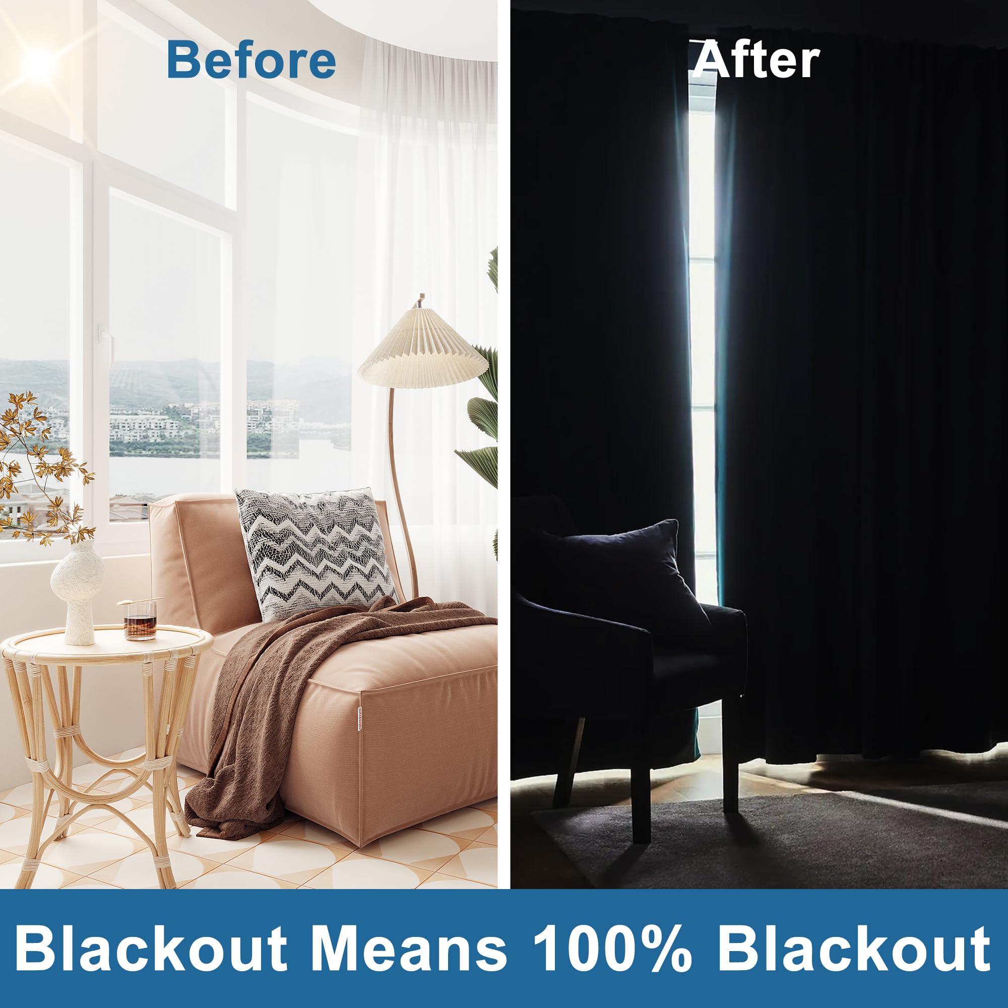 DWCN 100% Blackout Curtains with Grommet Top Design