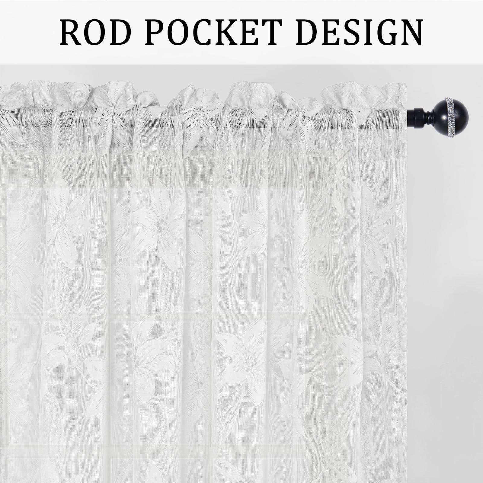 DWCN Lace Sheer Curtains, Set of 2 Panels