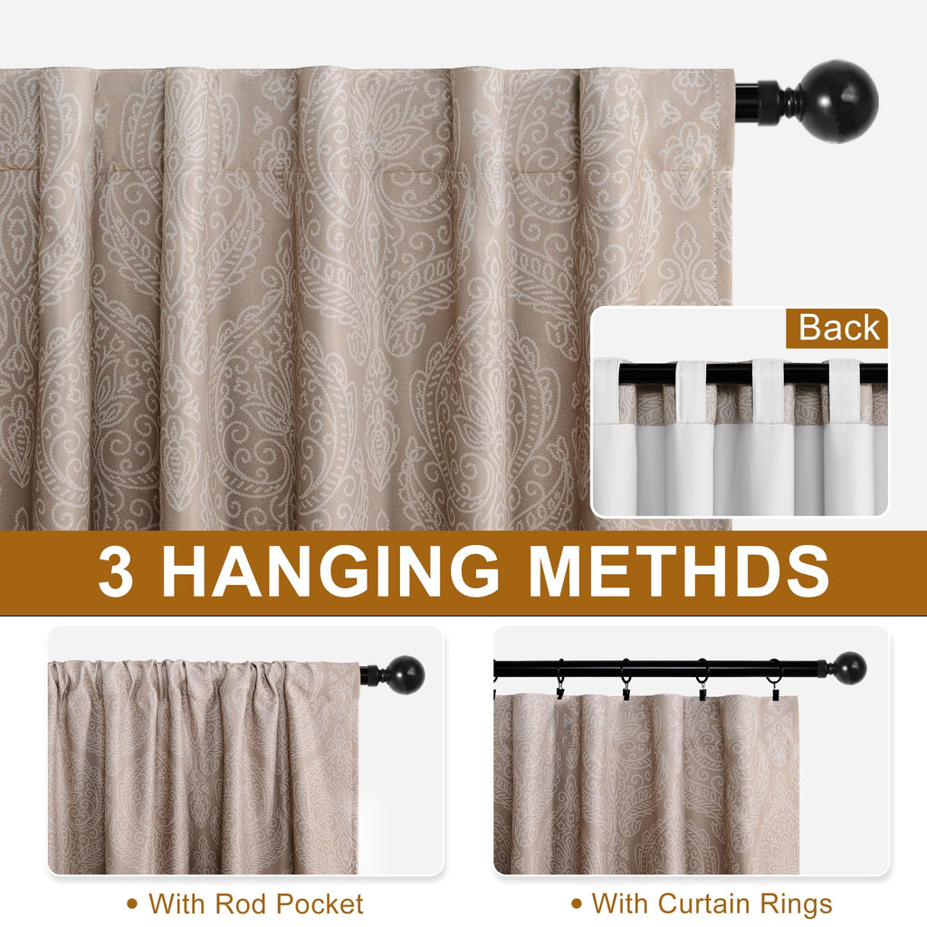 DWCN Ombre Blackout Curtains with Tiebacks, Set of 2 Panels