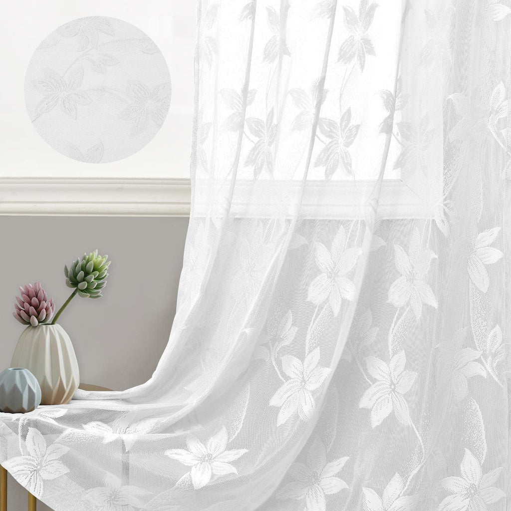 DWCN Lace Sheer Curtains, Set of 2 Panels